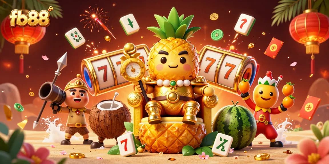 Win big with fb88’s vibrant casino games featuring a golden pineapple king and exciting symbols.