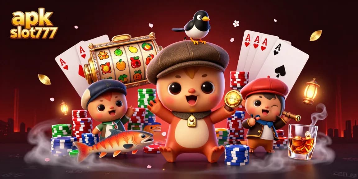 Win big with apk slot777 as cute baby Nessie spins the reels alongside vibrant casino elements.