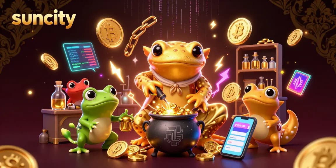 Experience the excitement of Suncity with captivating currency transformations and magic in a vibrant casino atmosphere.