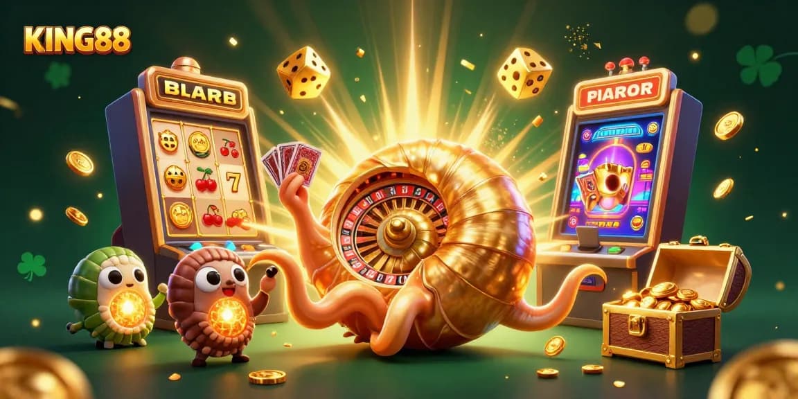 Engage with KING88's thrilling jackpot slots and casino games in a vibrant, dynamic digital illustration.