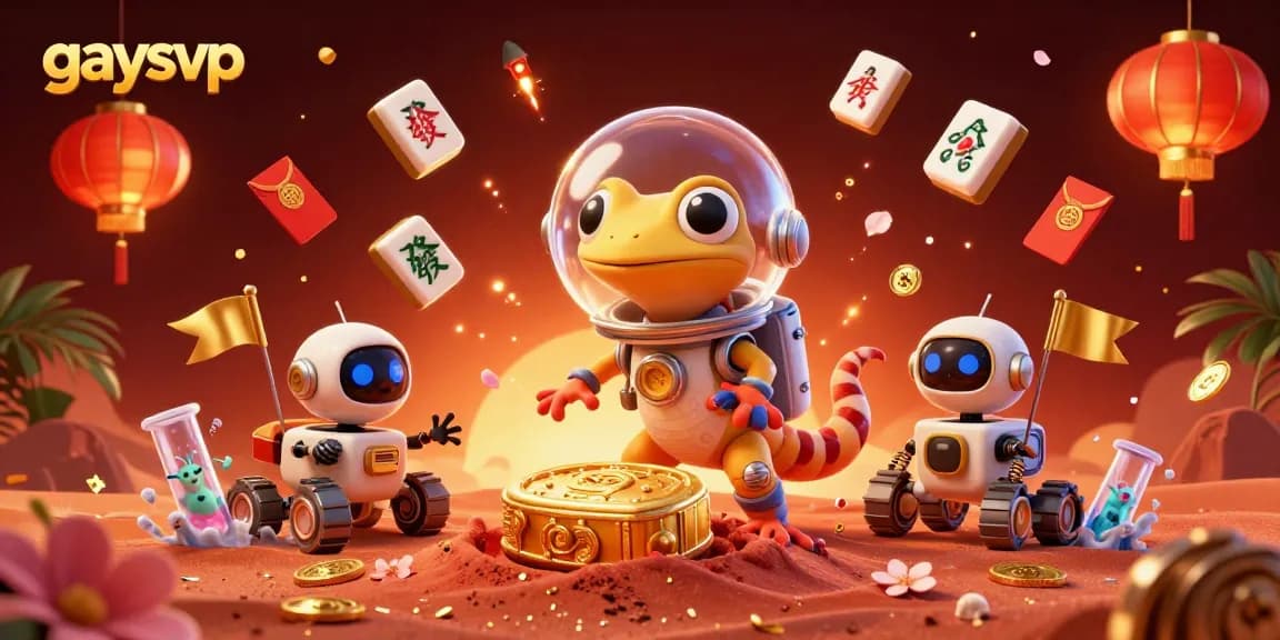 Experience the excitement of gaysvp with a Martian gecko and alien celebration at a golden casino.