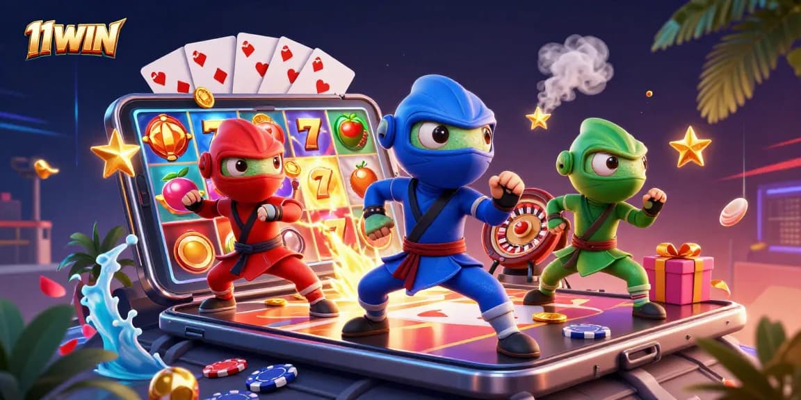 Experience thrilling gameplay at 11WIN with vibrant slot games featuring lucky symbols and dynamic characters.