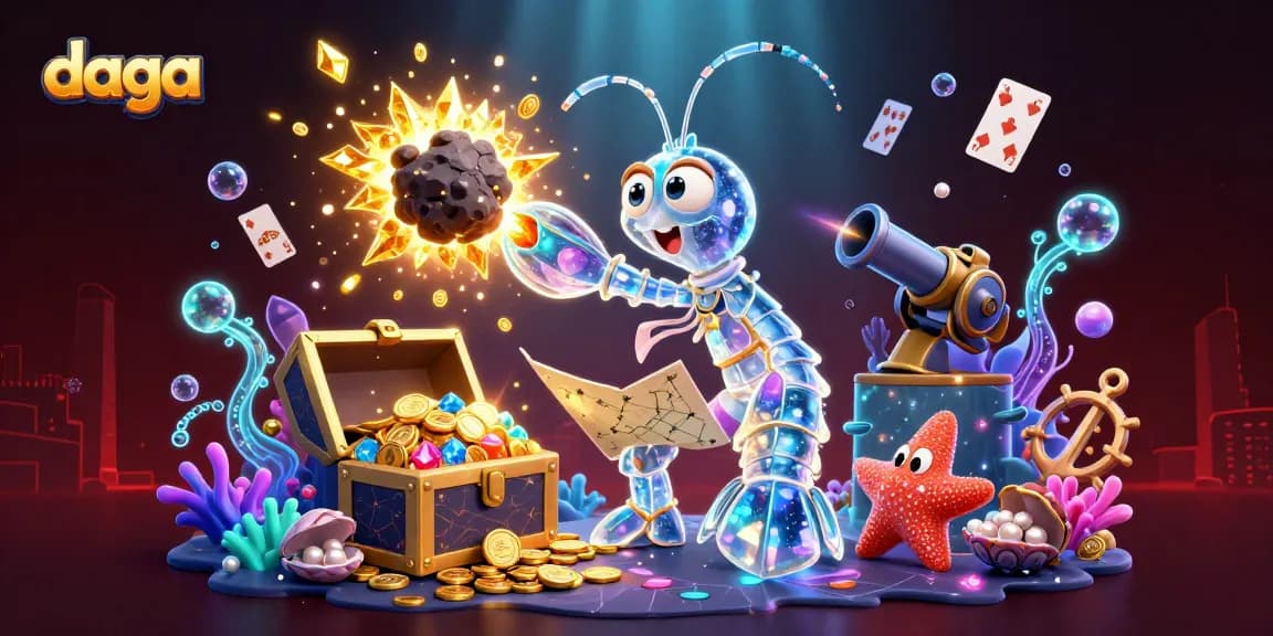 Daga's exciting online gaming experience featuring vibrant characters amid dazzling treasures.