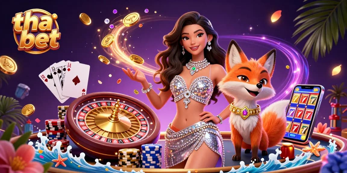 Experience the excitement of tha bet casino with dazzling games and rewards in this immersive 3D illustration.