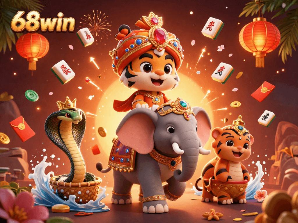 Experience thrilling games at 68win with vibrant visuals of a 3D casino that captures excitement.