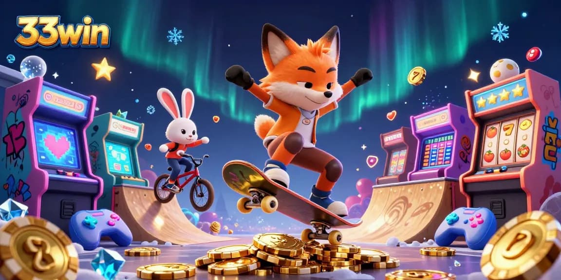 Experience thrilling action with 33win as a cartoon fox does tricks over poker chips
