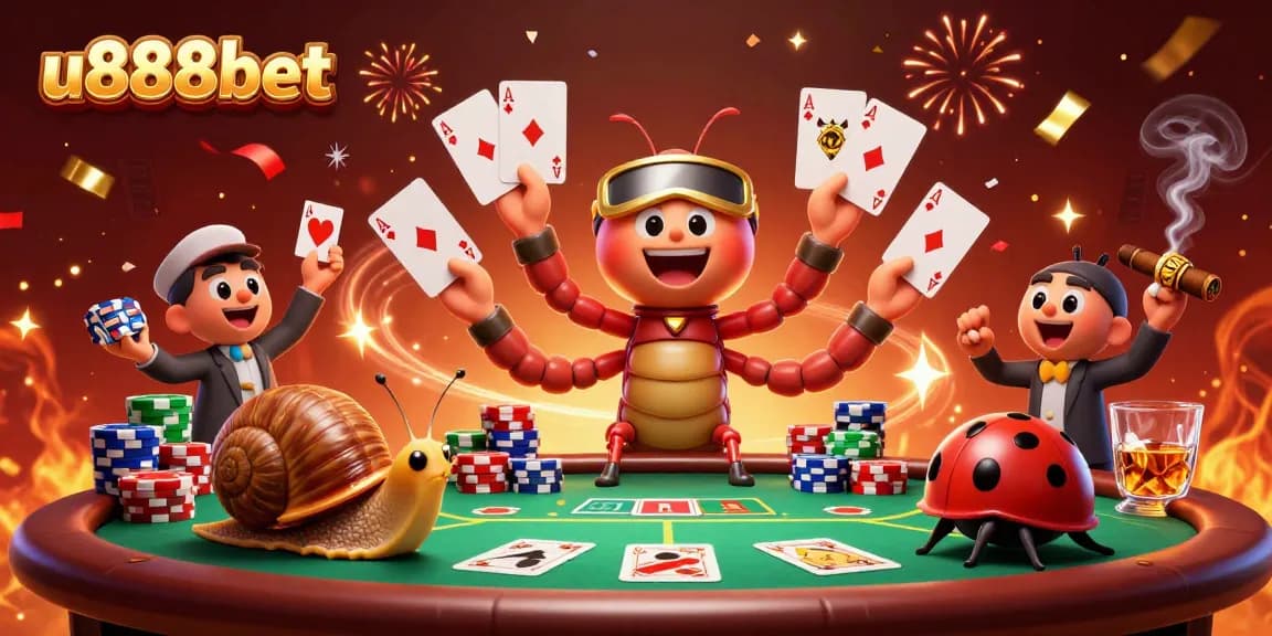 Experience the excitement of u888bet with a vibrant casino scene featuring animated characters and rich game elements.