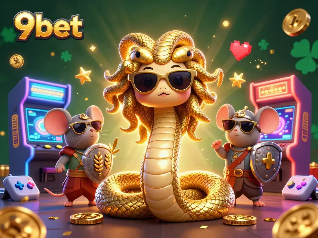 Engage in exciting gaming adventures at 9bet with vibrant 3D characters and casino elements.