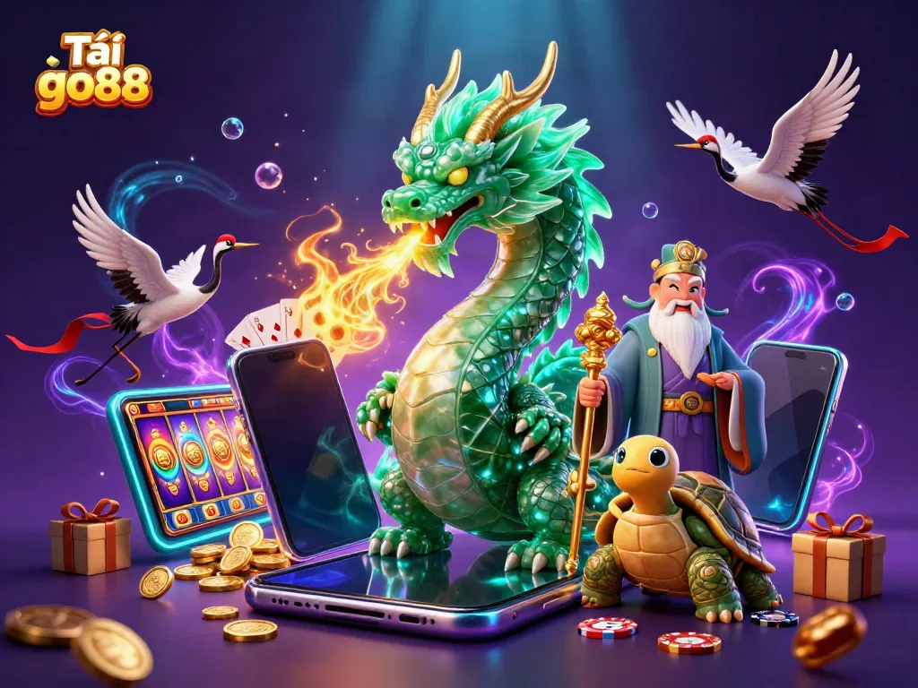 Tải go88: Enjoy thrilling games with a majestic jade dragon and lucky symbols.