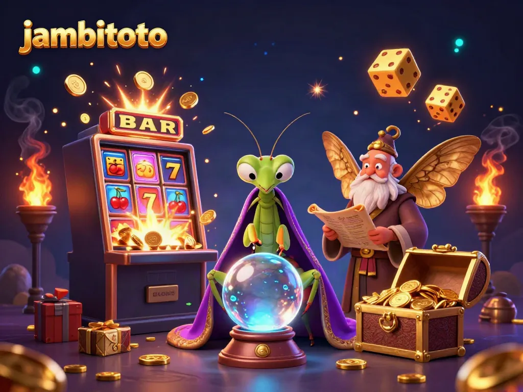 Experience thrilling moments with jambitoto through a vibrant casino illustration bursting with luck and excitement.