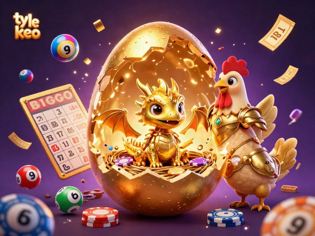 Engage with ty le keo through a vibrant illustration of a golden dragon amidst casino elements.