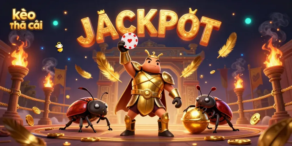 Experience thrilling bets and strategies with kèo nhà cái as the Hercules beetle lifts a winning poker chip.