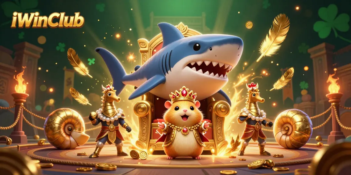 Engage in thrilling gambling at iWinClub with a vibrant 3D gaming scene featuring unique characters.