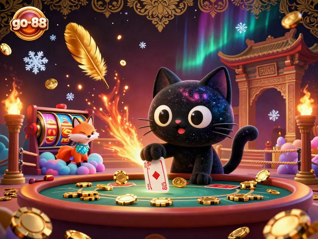 Experience high-stakes action at go-88's cosmic casino with vibrant characters and dynamic elements.