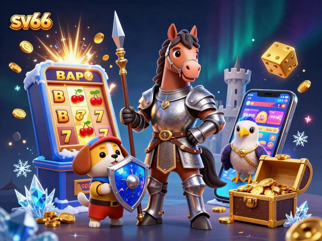 Experience thrilling gameplay at sv66 with energetic knights, slot machines, and casino excitement.