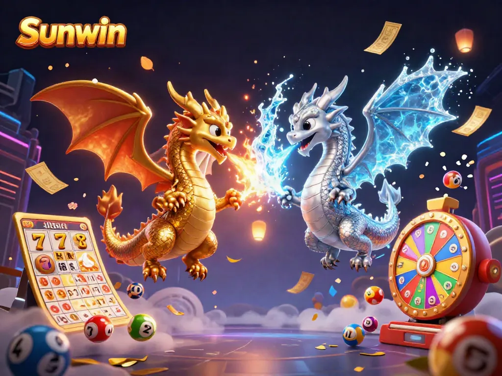 Experience thrilling gameplay and winning opportunities with Sunwin, featuring whimsical dragons and vibrant casino symbols.