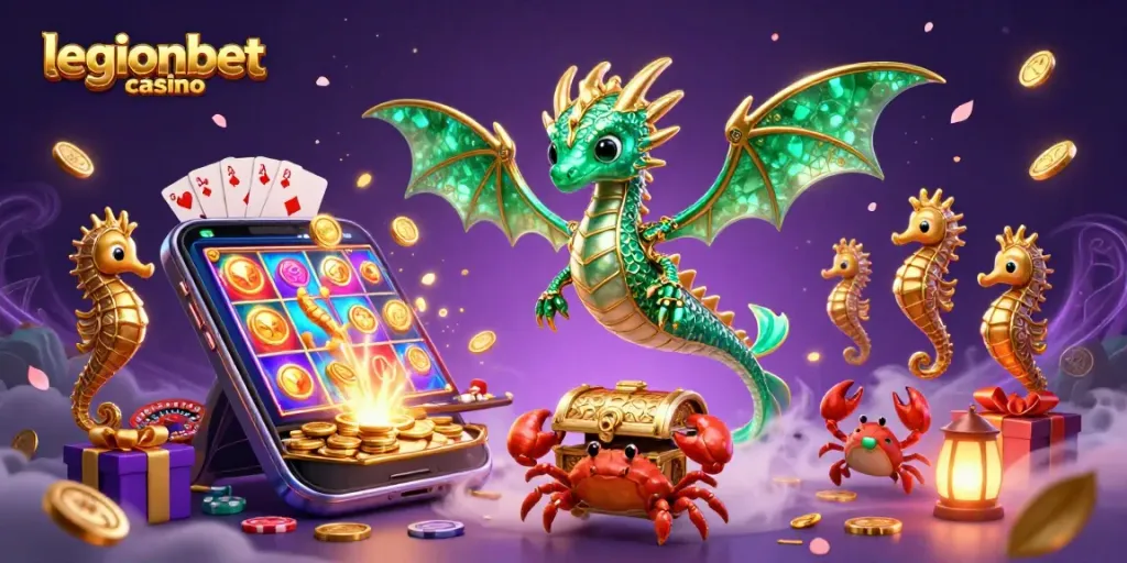 Engage with spectacular gameplay at legionbet casino featuring a captivating sea dragon illustration.