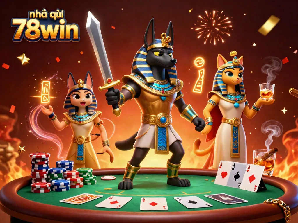 Experience the thrill of gaming with nhà cái 78win, featuring immersive 3D characters and poker elements.