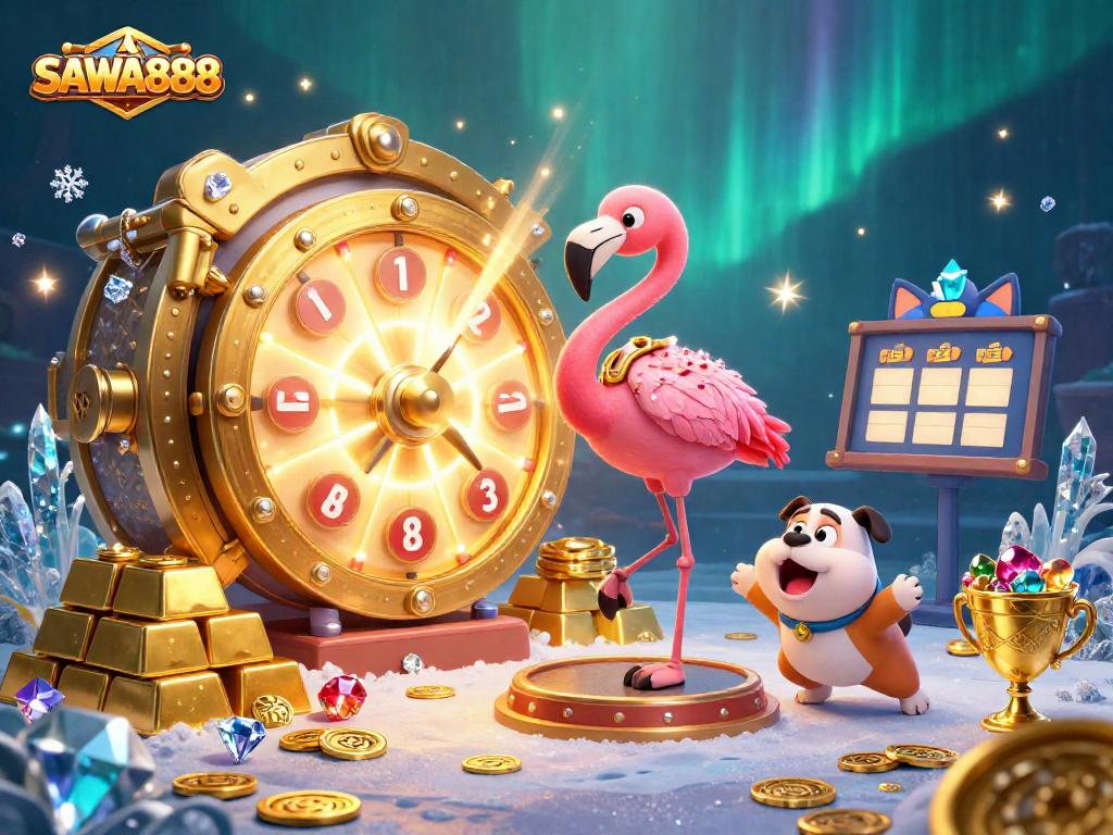 Get ready with SAWA888 as you spin the prize wheel for thrilling jackpots in this vibrant casino scene.