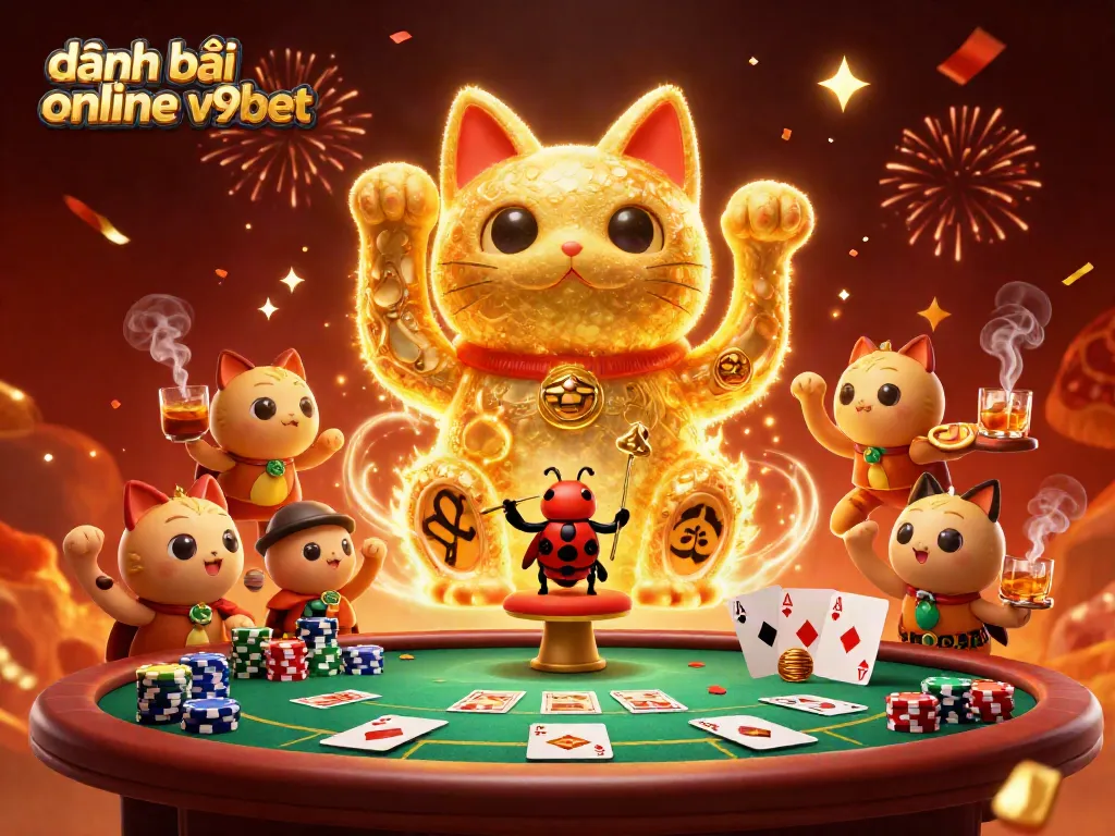 Experience the excitement of đánh bài online v9bet with a vibrant 3D casino-themed illustration.