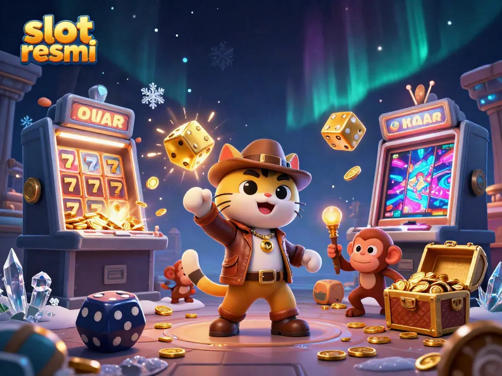 Engage with slot resmi as a 3D cartoon cat archaeologist discovers golden casino treasures in a vibrant temple.