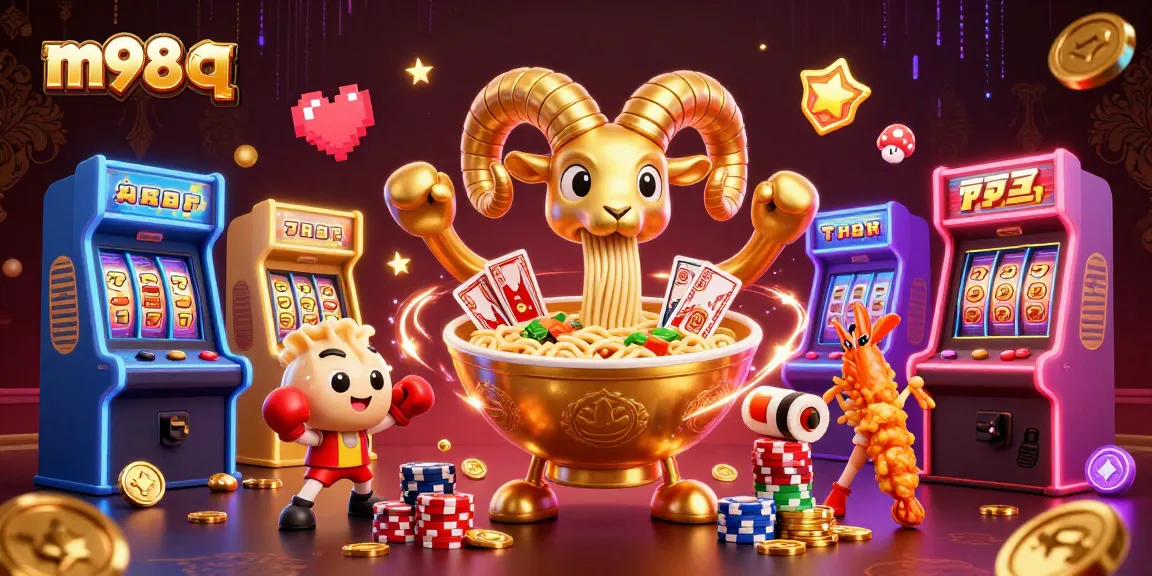 Exciting scene showcasing m98 q with interactive casino characters playing cards and stacking chips
