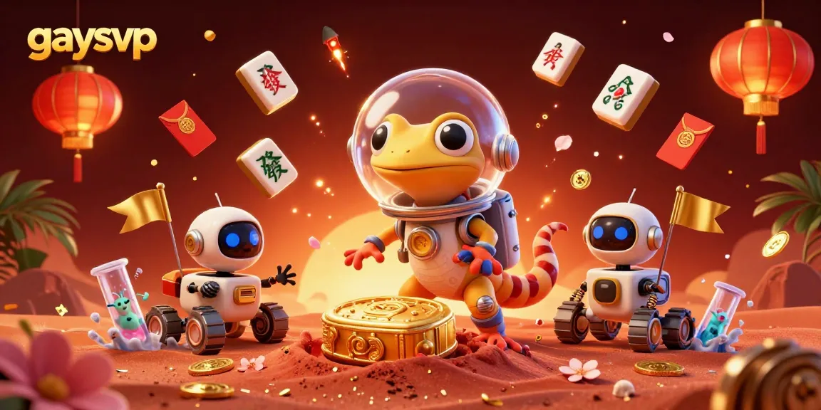 Experience the excitement of gaysvp with a Martian gecko and alien celebration at a golden casino.