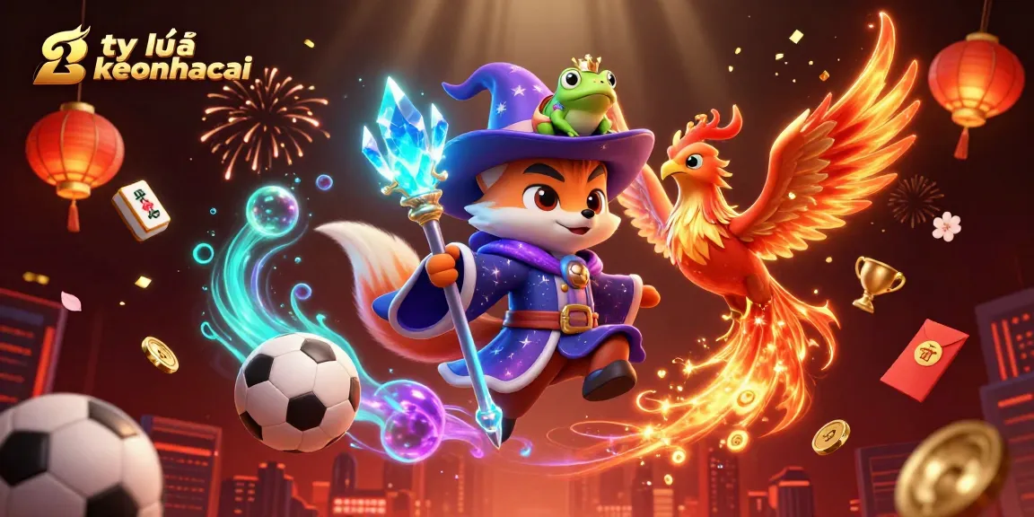 Experience the vibrant tỷ lệ keonhacai scene with mystical characters and dynamic sports betting elements.