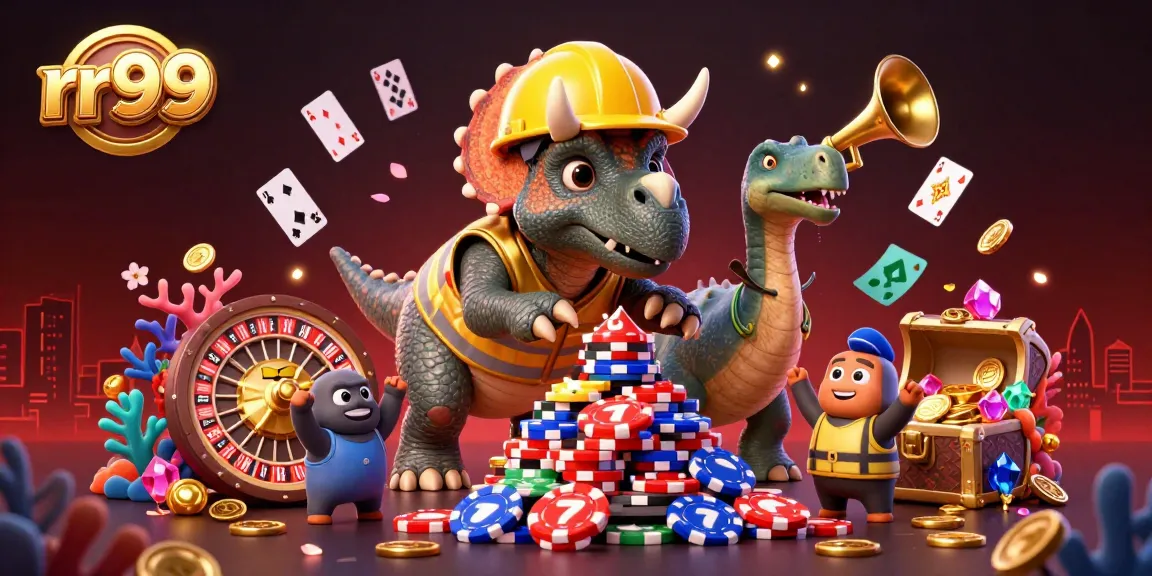 Experience thrilling moments with rr99 in an electrifying 3D casino illustration featuring vibrant characters and rich game elements.
