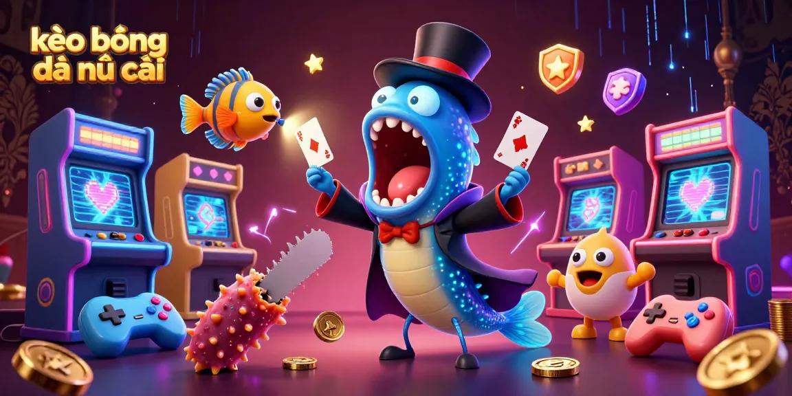Engage with kèo bóng đá nhà cái through a vibrant 3D scene showcasing unique underwater characters performing magic tricks.