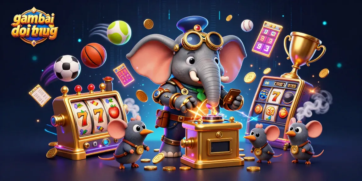 Engage in thrilling game bai doi thuong with a steampunk elephant and dynamic casino elements.