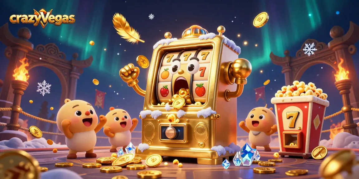 Experience the thrill of winning at crazyvegas with a lively scene of a golden slot machine hitting a jackpot.