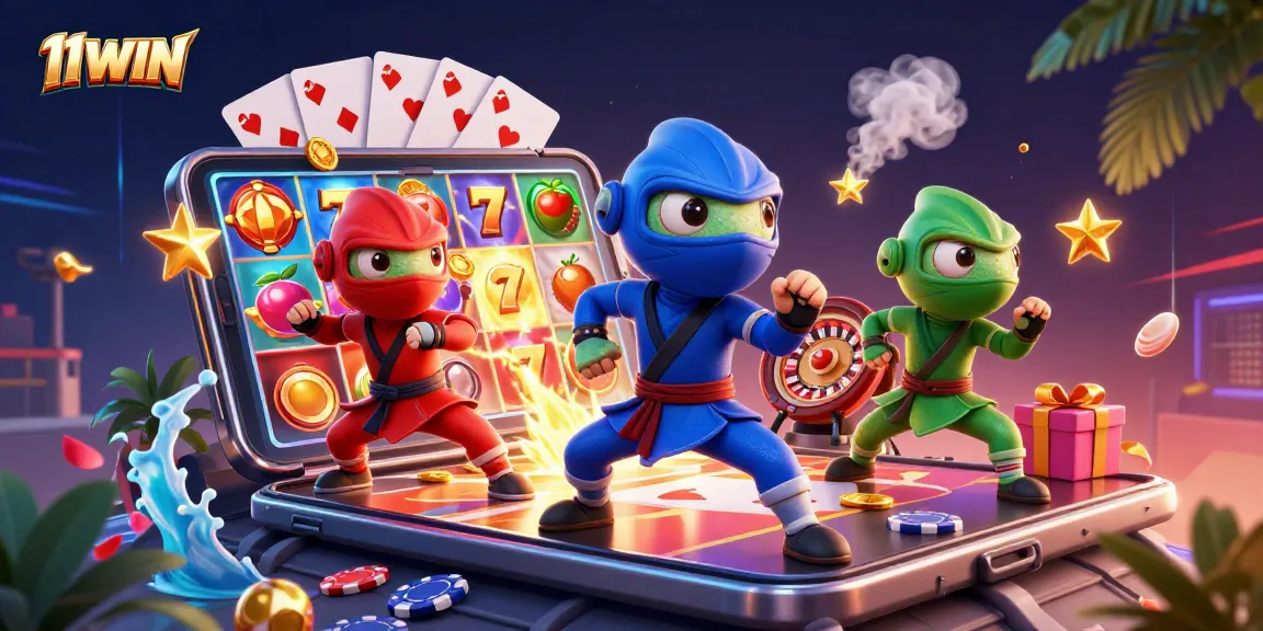Experience thrilling gameplay at 11WIN with vibrant slot games featuring lucky symbols and dynamic characters.