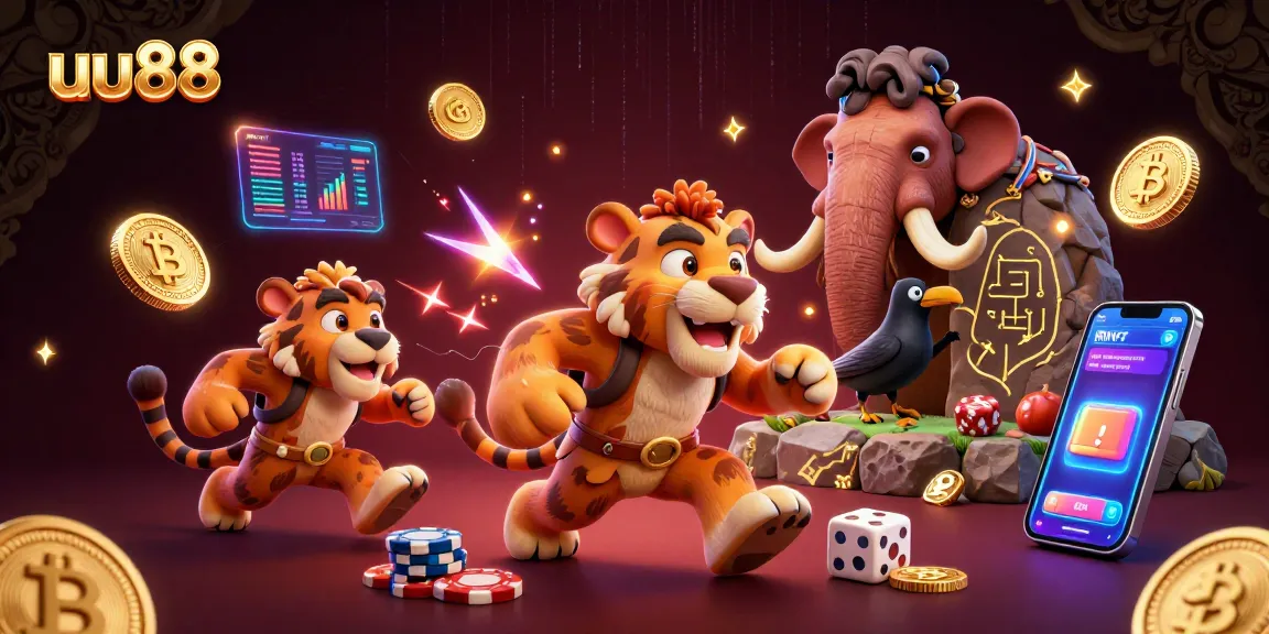 Engage in thrilling games at uu88's prehistoric casino with vibrant 3D characters and blockchain elements.